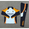 Real Madrid Tracksuits Long Sleeve Soccer Training Uniforms White-Orange