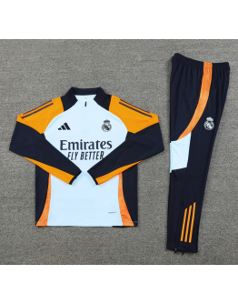 Real Madrid Tracksuits Long Sleeve Soccer Training Uniforms White-Orange