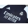 Real Madrid Tracksuits Long Sleeve Soccer Training Uniforms Dark Blue-White