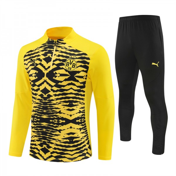Dortmund Tracksuits Long Sleeve Soccer Training Uniforms Yellow Camouflage