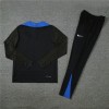 Inter Milan Tracksuits Long Sleeve Soccer Training Uniforms Royal Black