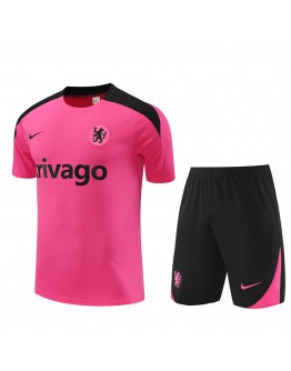 Chelsea Adult Short Sleeve Training Suit Pink for Soccer Fans