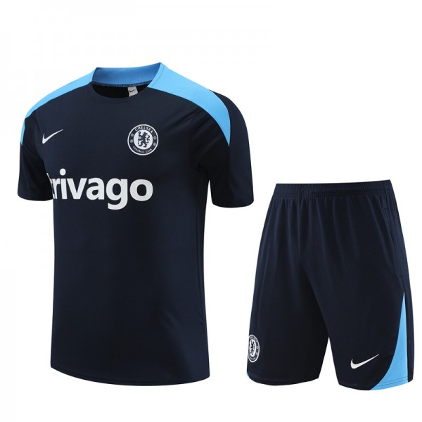 Chelsea  Adult Short Sleeve Training Suit Dark Blue for Football Fan