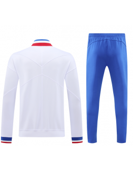 France Full Zip Jacket Long Sleeve Soccer Training Coat White for Football Fans