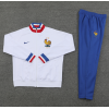 France Full Zip Jacket Long Sleeve Soccer Training Coat White for Football Fans