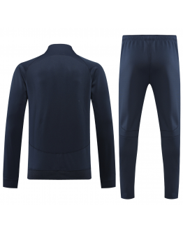 Portugal Full Zip Jacket Long Sleeve Soccer Training Coat Ronaldo Jersey Deep Blue