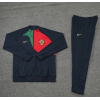 Portugal Full Zip Jacket Long Sleeve Soccer Training Coat Ronaldo Jersey Deep Blue