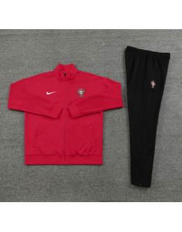 Portugal Full Zip Jacket Long Sleeve Soccer Training Coat Deep Red