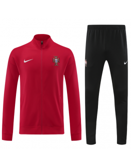 Portugal Full Zip Jacket Long Sleeve Soccer Training Coat Deep Red