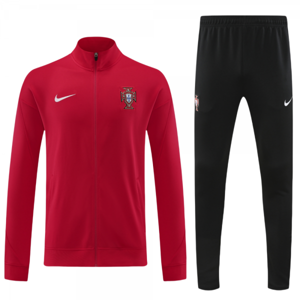 Portugal Full Zip Jacket Long Sleeve Soccer Training Coat Deep Red