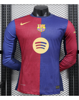 FC Barcelona 2024/25 Home Replica Long Sleeve Custom Barcelona Jerseys - Red