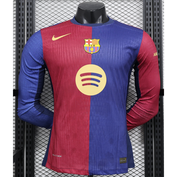 FC Barcelona 2024/25 Home Replica Long Sleeve Custom Barcelona Jerseys - Red