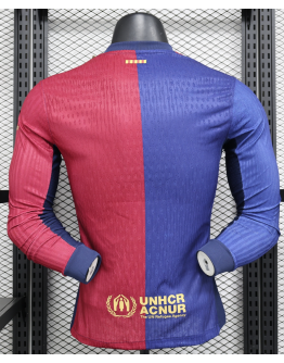 FC Barcelona 2024/25 Home Replica Long Sleeve Custom Barcelona Jerseys - Red