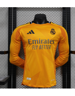 Real Madrid 2024/25 Away Long Sleeve Replica Custom Jersey Champions League Jerseys- Yellow