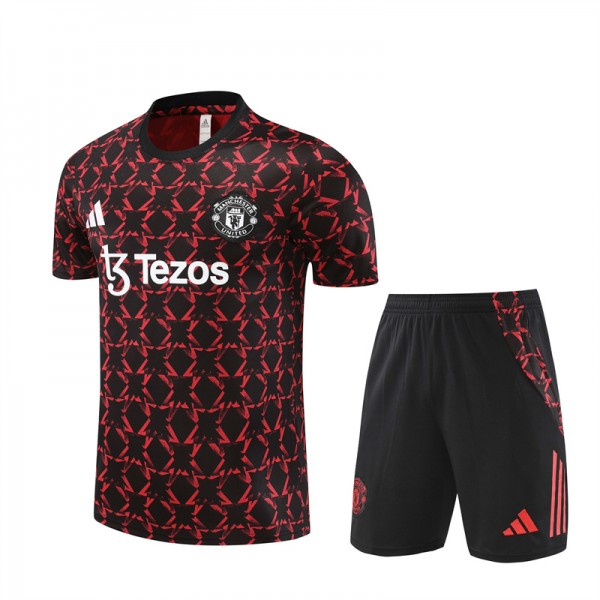 Manchester United Adult Short Sleeve Training Suit Football Shirt Red