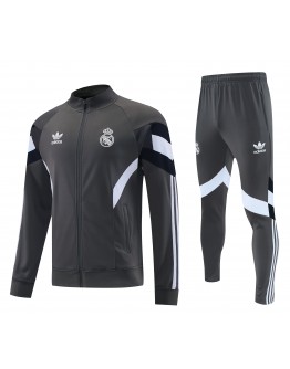 Real Madrid 2025/26 Full Zip Jacket Long Sleeve Soccer Training Coat Grey