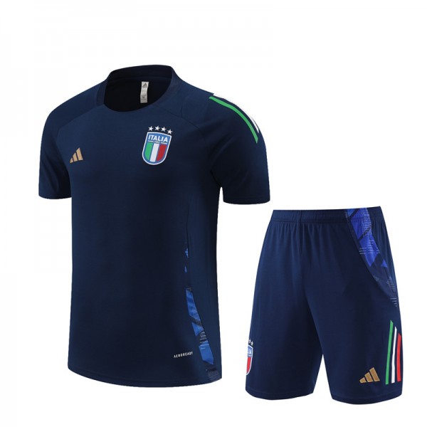 Italy Adult Short Sleeve Training Suit Blue for Football Fan
