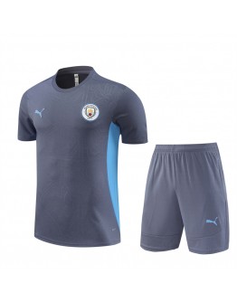 Manchester City  Adult Short Sleeve Training Suit Light Football Shirt Grey