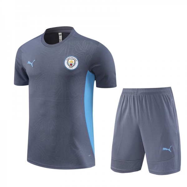 Manchester City  Adult Short Sleeve Training Suit Light Football Shirt Grey