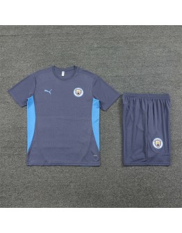 Manchester City  Adult Short Sleeve Training Suit Light Football Shirt Grey