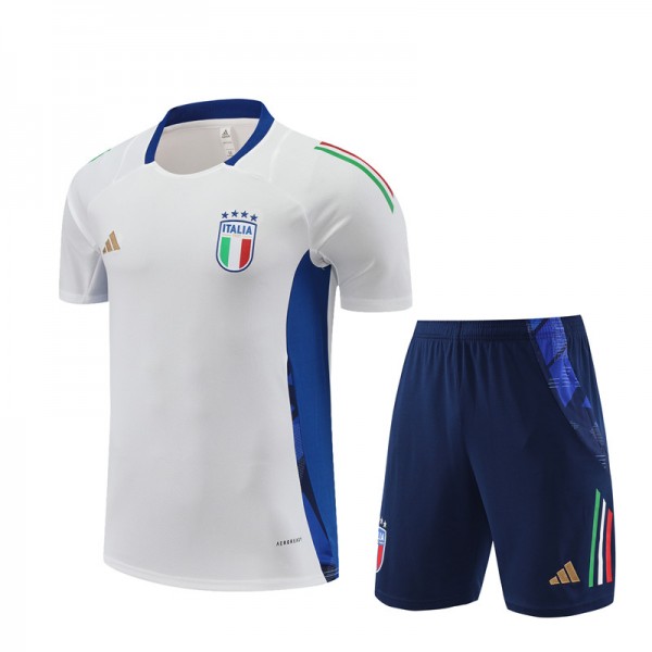 Italy Adult Short Sleeve Training Suit White  for Football Fans