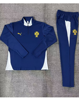 Portugal 2025/26 Tracksuits Long Sleeve Soccer Training Uniforms Dark Blue