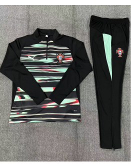 Portugal 2025/26 Tracksuits Long Sleeve Soccer Training Uniforms Green-Black