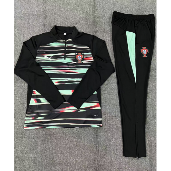 Portugal 2025/26 Tracksuits Long Sleeve Soccer Training Uniforms Green-Black