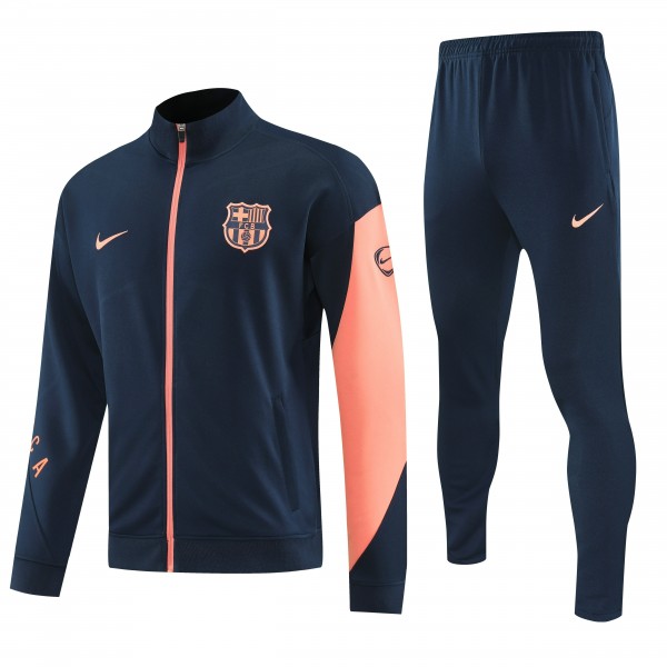 FC Barcelona 2025/26 Full Zip Jacket Long Sleeve Soccer Training Coat Dark Blue