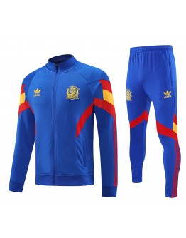 Spain 2025/26 Full Zip Jacket Long Sleeve Soccer Training Coat Blue