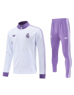 Real Madrid  2025/26 Full Zip Jacket Long Sleeve Soccer Training Coat White Purple