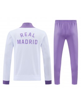 Real Madrid  2025/26 Full Zip Jacket Long Sleeve Soccer Training Coat White Purple
