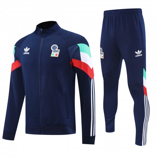 Federazione Italiana Giuoco Calcio FIGC 2025/26 Full Zip Jacket Long Sleeve Soccer Training Coat Dark Blue