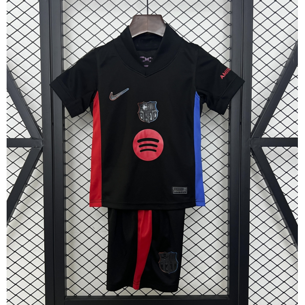 Barcelona FC 2024/25 Away Kids Apparel Replica Custom Jerseys Youth uniforms - Black