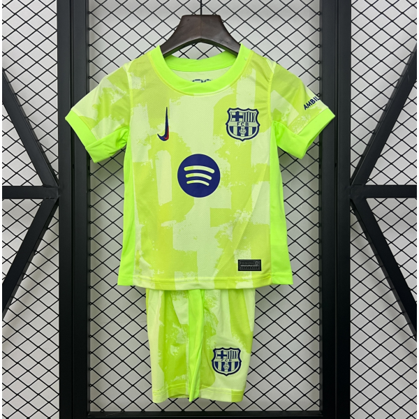 Barcelona FC 2024/25 Away Kids Apparel Replica Custom Jerseys Youth uniforms - Green