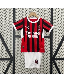AC Milan FC 2024/25 Home Kids Apparel Replica Custom Jerseys Youth uniforms - Red