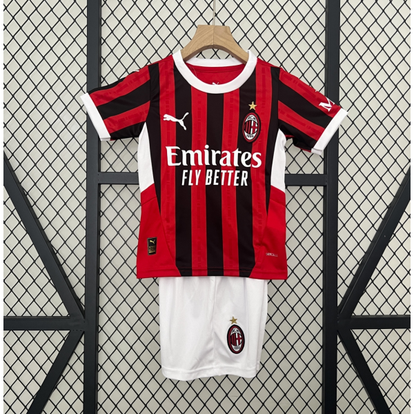 AC Milan FC 2024/25 Home Kids Apparel Replica Custom Jerseys Youth uniforms - Red