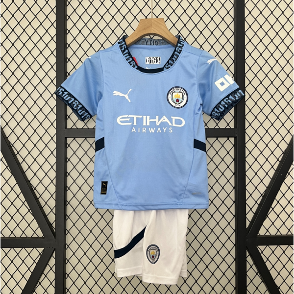 Manchester City FC 2024/25 Home Kids Apparel Replica Custom Jerseys Youth uniforms - Blue