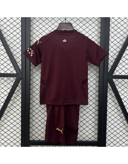 Manchester City FC 2024/25 Away Kids Apparel Replica Custom Jerseys Youth uniforms - Red