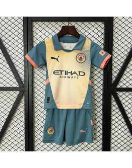 Manchester City FC 2024/25 Away Kids Apparel Replica Custom Jerseys Youth uniforms - Color