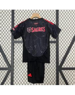 Benfica FC 2024/25 Away Kids Apparel Replica Custom Jerseys Youth uniforms - Black