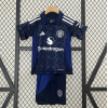 Manchester United FC 2024/25 Away Kids Apparel Replica Custom Jerseys Youth uniforms - Blue