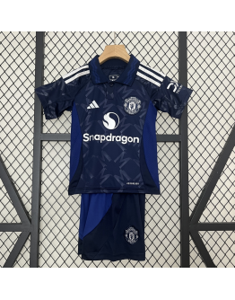 Manchester United FC 2024/25 Away Kids Apparel Replica Custom Jerseys Youth uniforms - Blue