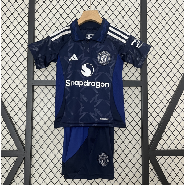 Manchester United FC 2024/25 Away Kids Apparel Replica Custom Jerseys Youth uniforms - Blue
