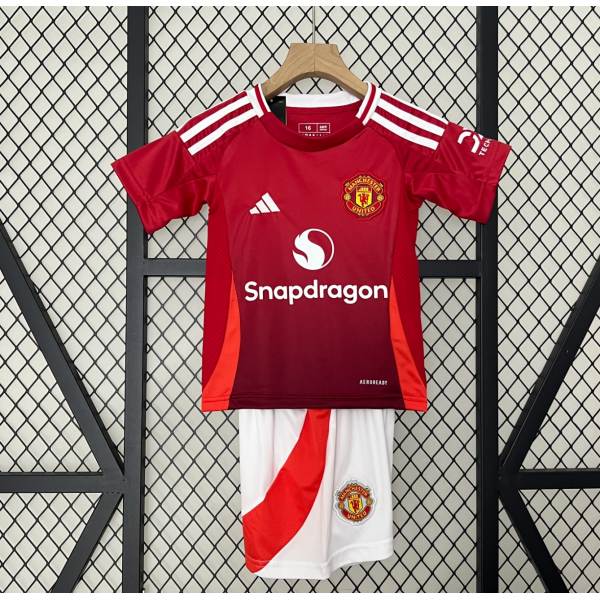 Manchester United FC 2024/25 Home Kids Apparel Replica Custom Jerseys Youth uniforms - Red