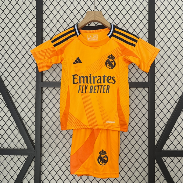 Real Madrid FC 2024/25 Away Kids Apparel Replica Custom Jerseys Youth uniforms - Orange