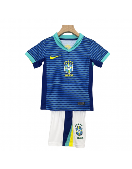 Brazil 2024/25 Away Kids Apparel Replica Custom Jerseys Youth uniforms - Blue