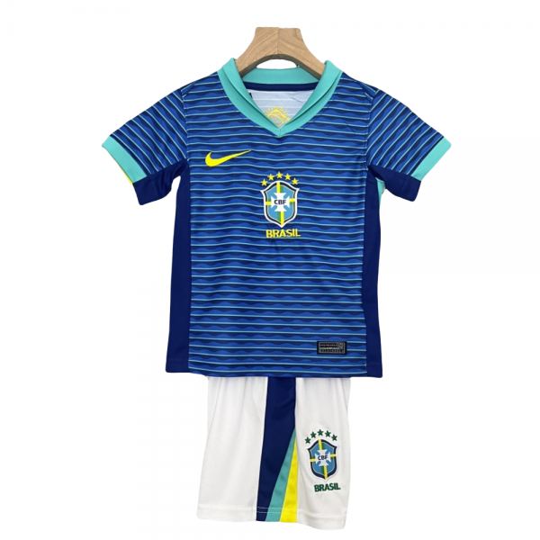 Brazil 2024/25 Away Kids Apparel Replica Custom Jerseys Youth uniforms - Blue