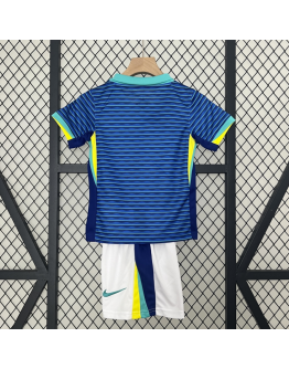 Brazil 2024/25 Away Kids Apparel Replica Custom Jerseys Youth uniforms - Blue