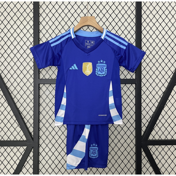 Argentina 2024/25 Away Kids Apparel Replica Custom Jerseys Youth uniforms - Blue